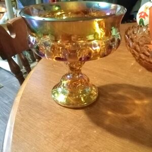 Vintageblue amber carnival glass